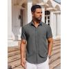 COOFANDY Men’s Short Sleeve Button Down Shirt Casual Untucked Dress Shirt Stretch Denim Shirt(Dark Grey)
