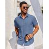 COOFANDY Men’s Short Sleeve Button Down Shirt Casual Untucked Dress Shirt Stretch Denim Shirt(Denim Blue)