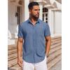 COOFANDY Men’s Short Sleeve Button Down Shirt Casual Untucked Dress Shirt Stretch Denim Shirt(Denim Blue)