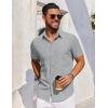 COOFANDY Men’s Short Sleeve Button Down Shirt Casual Untucked Dress Shirt Stretch Denim Shirt(Light Gray)