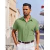 COOFANDY Men’s Short Sleeve Button Down Shirt Casual Untucked Dress Shirt Stretch Denim Shirt(Light Green)