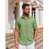 COOFANDY Men’s Short Sleeve Button Down Shirt Casual Untucked Dress Shirt Stretch Denim Shirt(Light Green)
