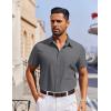 COOFANDY Men’s Short Sleeve Button Down Shirt Casual Untucked Dress Shirt Stretch Denim Shirt(Light Grey)