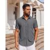 COOFANDY Men’s Short Sleeve Button Down Shirt Casual Untucked Dress Shirt Stretch Denim Shirt(Light Grey)