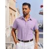 COOFANDY Men’s Short Sleeve Button Down Shirt Casual Untucked Dress Shirt Stretch Denim Shirt(Light Purple)