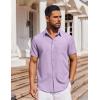 COOFANDY Men’s Short Sleeve Button Down Shirt Casual Untucked Dress Shirt Stretch Denim Shirt(Light Purple)