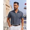 COOFANDY Men’s Short Sleeve Button Down Shirt Casual Untucked Dress Shirt Stretch Denim Shirt(Navy Blue)