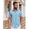 COOFANDY Men’s Short Sleeve Button Down Shirt Casual Untucked Dress Shirt Stretch Denim Shirt(Sky Blue)