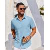 COOFANDY Men’s Short Sleeve Button Down Shirt Casual Untucked Dress Shirt Stretch Denim Shirt(Sky Blue)