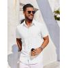 COOFANDY Men’s Short Sleeve Button Down Shirt Casual Untucked Dress Shirt Stretch Denim Shirt(White)