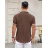 COOFANDY Mens Short Sleeve Button Down Shirts Casual Wrinkle Free Dress Shirt Plaid Collar Summer Shirts(Deep Brown)
