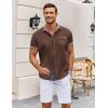 COOFANDY Mens Short Sleeve Button Down Shirts Casual Wrinkle Free Dress Shirt Plaid Collar Summer Shirts(Deep Brown)