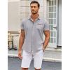 COOFANDY Mens Short Sleeve Button Down Shirts Casual Wrinkle Free Dress Shirt Plaid Collar Summer Shirts(Light Grey)