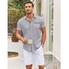 COOFANDY Mens Short Sleeve Button Down Shirts Casual Wrinkle Free Dress Shirt Plaid Collar Summer Shirts(Light Grey)