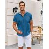 COOFANDY Mens Short Sleeve Button Down Shirts Casual Wrinkle Free Dress Shirt Plaid Collar Summer Shirts(Midnight Blue)