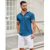 COOFANDY Mens Short Sleeve Button Down Shirts Casual Wrinkle Free Dress Shirt Plaid Collar Summer Shirts(Midnight Blue)