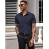 COOFANDY Men’s Short Sleeve Casual Button Down Shirt Business Untucked Dress Shirts with Pocket(Dark Navy)