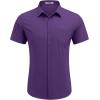 COOFANDY Men’s Short Sleeve Casual Button Down Shirt Business Untucked Dress Shirts with Pocket(Dark Purple)