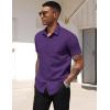 COOFANDY Men’s Short Sleeve Casual Button Down Shirt Business Untucked Dress Shirts with Pocket(Dark Purple)