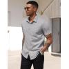 COOFANDY Men’s Short Sleeve Casual Button Down Shirt Business Untucked Dress Shirts with Pocket(Grey)