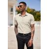 COOFANDY Men’s Short Sleeve Casual Button Down Shirt Business Untucked Dress Shirts with Pocket(Khaki)
