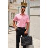 COOFANDY Men’s Short Sleeve Casual Button Down Shirt Business Untucked Dress Shirts with Pocket(Pink)