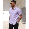 COOFANDY Men’s Short Sleeve Casual Button Down Shirt Business Untucked Dress Shirts with Pocket(Purple)