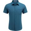 COOFANDY Men’s Short Sleeve Casual Button Down Shirt Business Untucked Dress Shirts with Pocket(Teal)