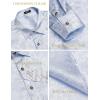 COOFANDY Men’s Silk Satin Dress Shirts Jacquard Long Sleeve Floral Button Up Shirts Party Prom Wedding Shirt(Clear Blue)