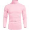 COOFANDY Men’s Slim Fit Turtleneck Cotton T Shirts Casual Long Sleeve Lightweight Pullover Sweater Basic Tops(Light Pink)