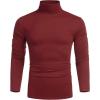 COOFANDY Men’s Slim Fit Turtleneck Cotton T Shirts Casual Long Sleeve Lightweight Pullover Sweater Basic Tops(Wine Red)