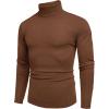 COOFANDY Men’s Slim Fit Turtleneck Sweater Casual Basic Knitted Long Sleeve Pullover Sweater(Brown)