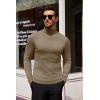 COOFANDY Men’s Slim Fit Turtleneck Sweater Casual Basic Knitted Long Sleeve Pullover Sweater(Khaki)