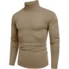 COOFANDY Men’s Slim Fit Turtleneck Sweater Casual Basic Knitted Long Sleeve Pullover Sweater(Khaki)