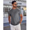 COOFANDY Mens T-Shirts Short Sleeve Plain Tshirts Casual Crew Neck Basic T Shirt Soft Cooling Fitted Stretch Tee Shirts(Deep Grey)