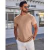 COOFANDY Mens T-Shirts Short Sleeve Plain Tshirts Casual Crew Neck Basic T Shirt Soft Cooling Fitted Stretch Tee Shirts(Khaki)