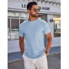 COOFANDY Mens T-Shirts Short Sleeve Plain Tshirts Casual Crew Neck Basic T Shirt Soft Cooling Fitted Stretch Tee Shirts(Light Blue)