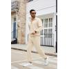 COOFANDY Men’s Tracksuit 2 Piece Quarter Zip Sweatsuit Sets Casual Athletic Running Jogging Suits(Beige)