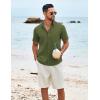 COOFANDY Shirts for Men Short Sleeve Button Down Shirt Casual Summer Beach Shirt(Army Green)