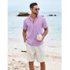 COOFANDY Shirts for Men Short Sleeve Button Down Shirt Casual Summer Beach Shirt(Lavender)