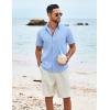 COOFANDY Shirts for Men Short Sleeve Button Down Shirt Casual Summer Beach Shirt(Light Blue)