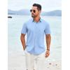 COOFANDY Shirts for Men Short Sleeve Button Down Shirt Casual Summer Beach Shirt(Light Blue)