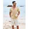 COOFANDY Shirts for Men Short Sleeve Button Down Shirt Casual Summer Beach Shirt(Light Brown)