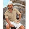 COOFANDY Shirts for Men Short Sleeve Button Down Shirt Casual Summer Beach Shirt(Light Khaki)