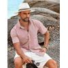 COOFANDY Shirts for Men Short Sleeve Button Down Shirt Casual Summer Beach Shirt(Light Pink)