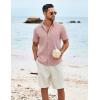 COOFANDY Shirts for Men Short Sleeve Button Down Shirt Casual Summer Beach Shirt(Light Pink)