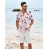 COOFANDY Shirts for Men Short Sleeve Button Down Shirt Casual Summer Beach Shirt(Pink – Coconut Tree)
