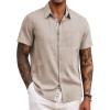 COOFANDY Men’s Button Down Shirts Short Sleeve Casual Shirts Summer Beach Shirts Vacation Wedding Shirts with Pocket(Khaki)