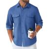COOFANDY Men’s Casual Button Down Shirt Long Sleeve Untucked Shirt Stretch Denim Dress Shirt with Pockets(Denim Blue)