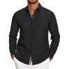 COOFANDY Mens Casual Button Down Shirt Untucked Long Sleeve Stretch Denim Dress Shirt(Black)
